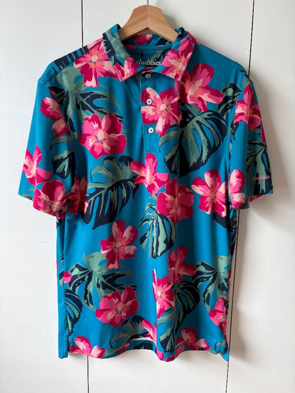 Chubbies Men's The Weekend Has Arrived Performance Polo Shirt Size S Tropical